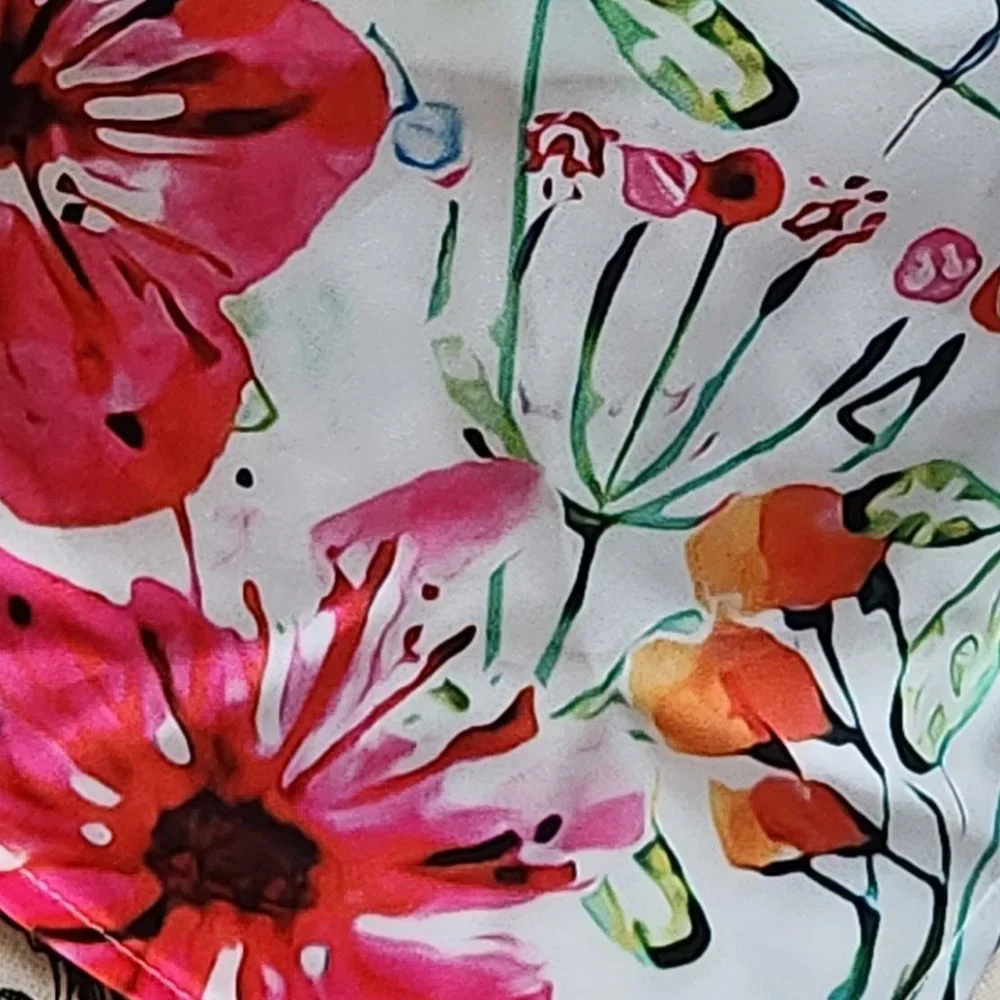 Floral Print Cropped Handkerchief Halter Top, Chain Ties Backless - NEW - Picture 3 of 7
